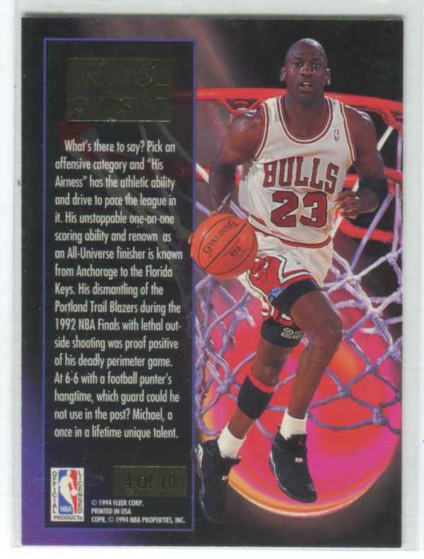 1993-94 Fleer Ultra Inside Outside #4 Michael Jordan Card