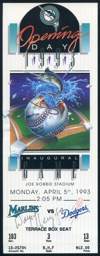 Wayne Huizenga Autographed 1993 Florida Marlins Opening Day Ticket (JSA)