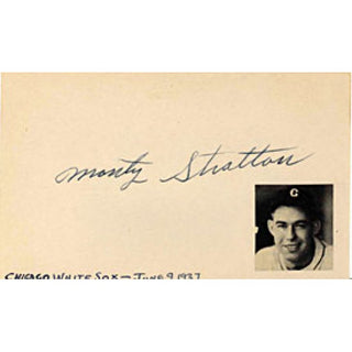 Monty Stratton Autographed / Signed 3X5 Card