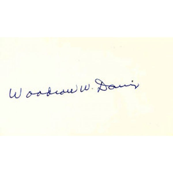 Woodrow W. Davis Autographed / Signed 3x5 Card