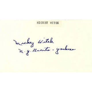 Mickey Witek Autographed / Signed 3x5 Card