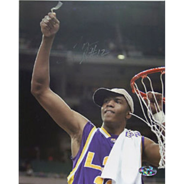 Tyrus Thomas Autographed/Signed cutting the net with LSU 8x10 Photo
