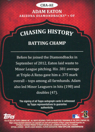 Adam Eaton Autographed 2013 Topps Chasing History Card