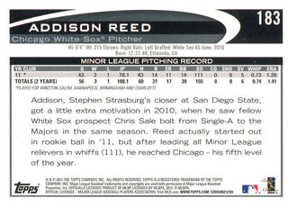 Addison Reed 2012 Topps Rookie Card #183