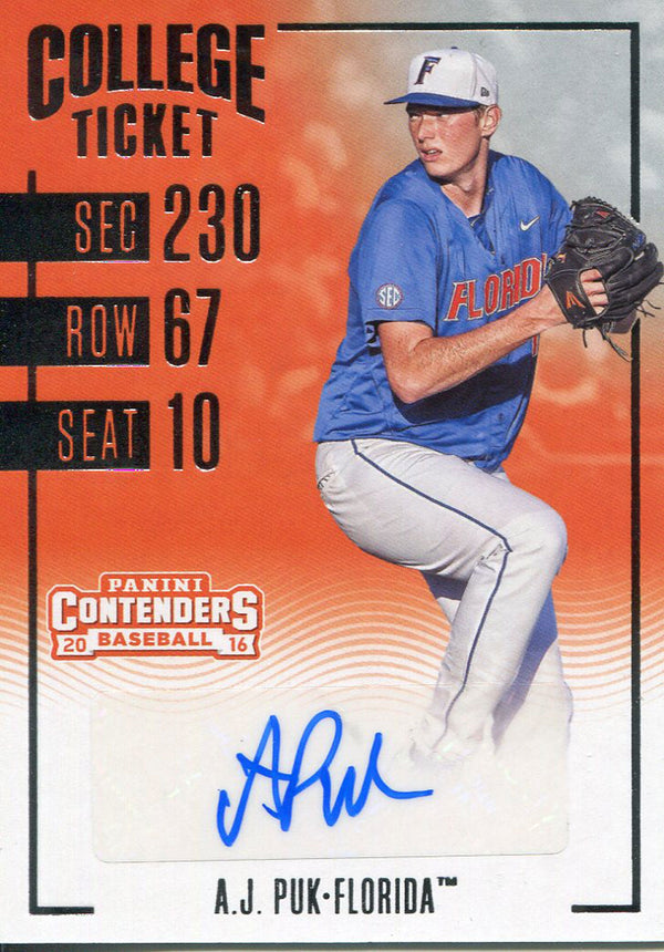 AJ Puk Autographed 2016 Panini Contenders Card
