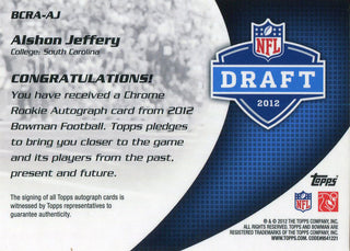 Alshon Jeffery Autographed 2012 Bowman Chrome Rookie Card