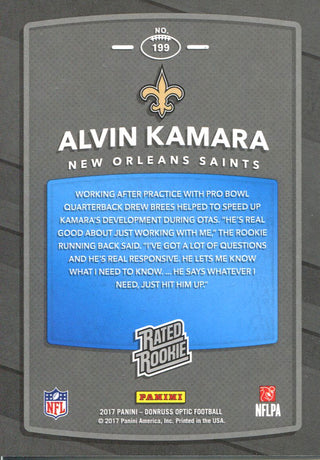 Alvin Kamara 20147 Panini Donruss Optic Rookie Card Back