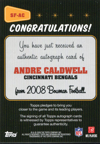Andre Caldwell Autographed 2007 Bowman Rookie Card