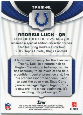 Andrew Luck 2012 Topps Rookie Card Back