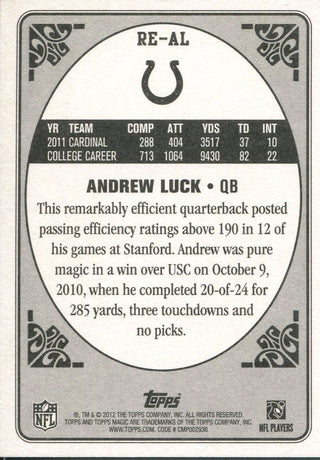Andrew Luck Unsigned 2012 Topps Rookie Enchantment Rookie Card Back