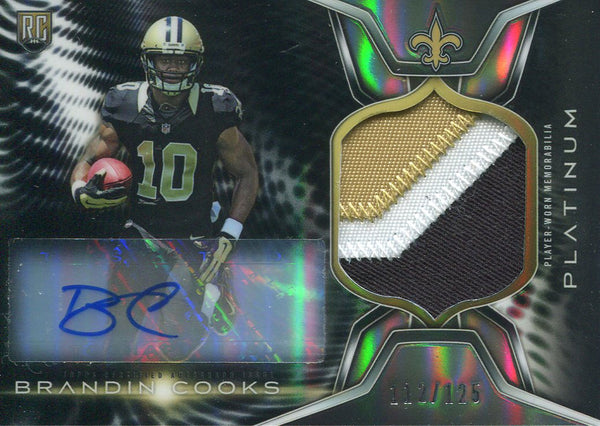 Brandin Cooks Autographed 2014 Topps Platinum Rookie Jersey Card