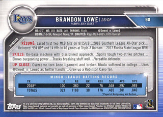 Brandon Lowe 2019 Bowman Rookie Card #98