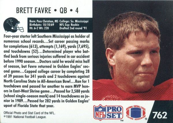 Brett Favre 1991 Pro Set Rookie Card
