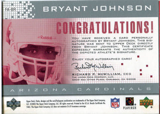 Bryant Johnson Autographed 2003 Upper Deck Card