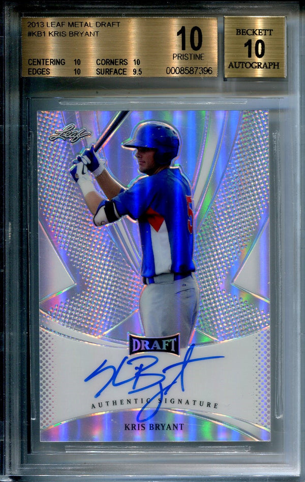 Kris Bryant 2013 Autographed Leaf Metal Draft Card (Beckett)