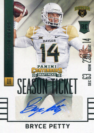 Bryce Petty Autographed 2015 Panini Contenders Draft Picks Football Rookie Card