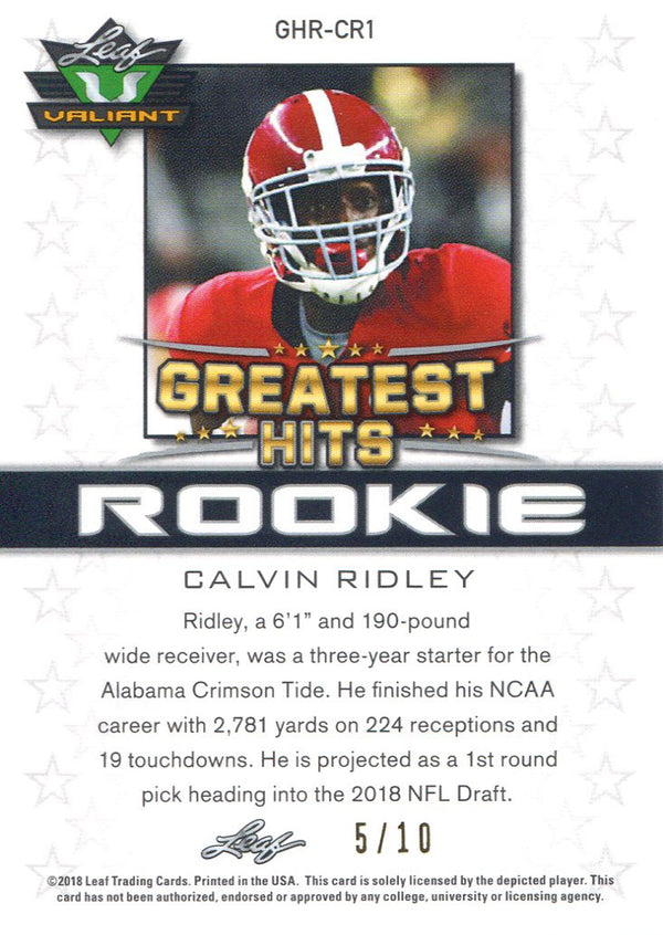 Calvin Ridley 2018 Leaf Valiant Rookie Card Back