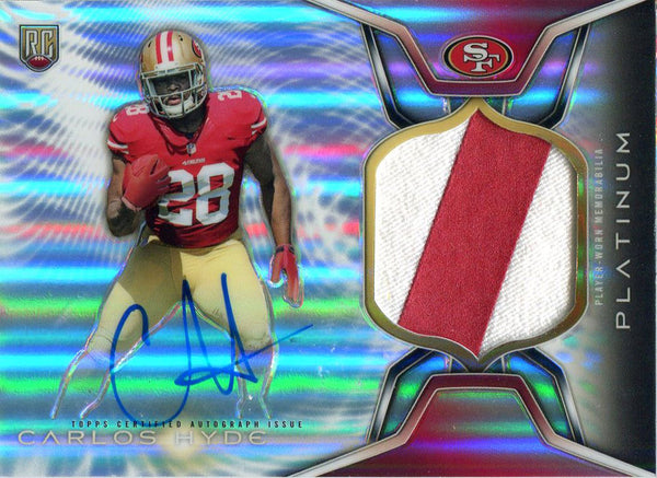 Carlos Hyde Autographed 2014 Topps Platinum Rookie Jersey Card