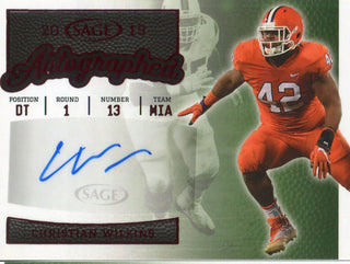 Christian Wilkins Autographed 2019 Sage Rookie Card