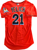 Christian Yelich Autographed Game Used Miami Marlins  Jersey (MLB) Back