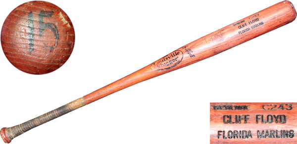 Cliff FLoyd Unsigned Game Used Cracked Louisville Slugger Bat