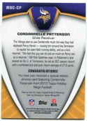 Cordarrelle Patterson 2013 Topps Holiday Mega Rookie Card Back