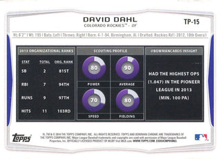 David Dahl 2014 Bowman Rookie Card #TP-15