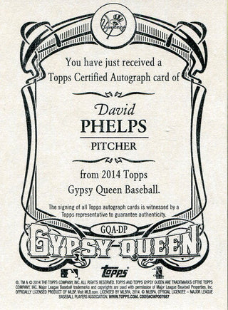 David Phelps Autographed 2014 Topps Gypsy Queen Card