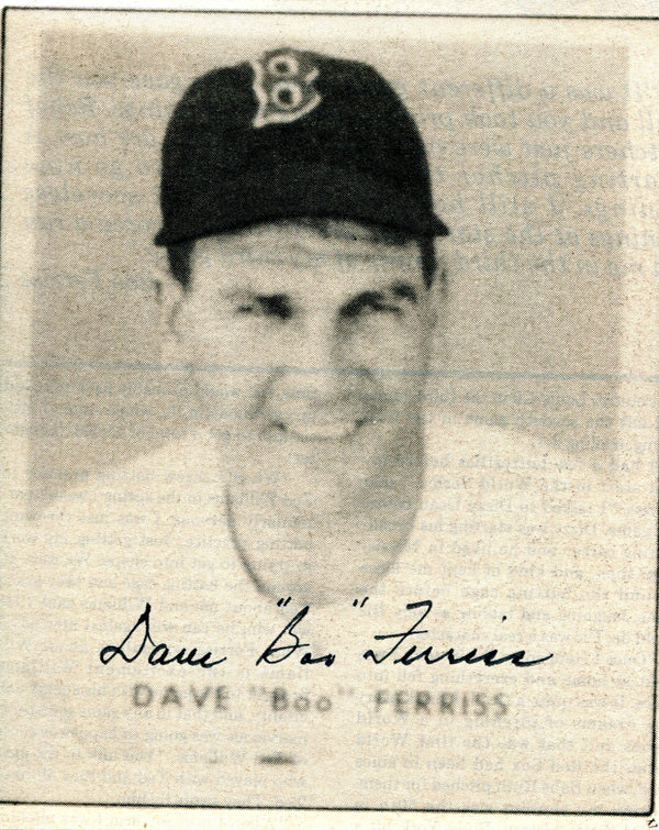 Dave Boo Ferriss Autographed Small Newspaper Page