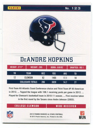 DeAndre Hopkins 2013 Panini Rookie & Stars Rookie Card Back