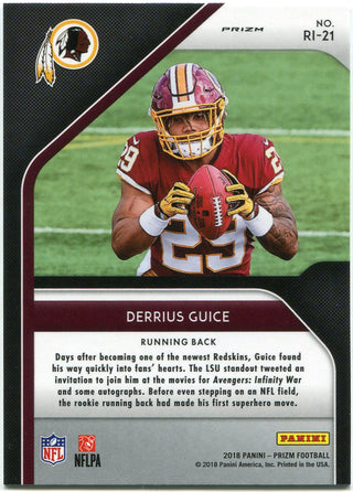 Derrius Guice 2018 Panini Prizm Rookie Introduction Card Back