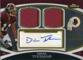 Devin Thomas Autographed 2010 Topps Finest Rookie Jersey Card