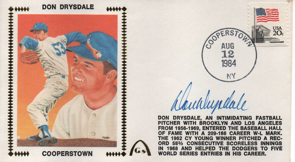Don Drysdale Autographed Aug 12, 1984 First Day Cover (JSA)