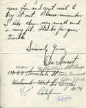 Don Hurst Autographed Hand Written Letter (JSA)