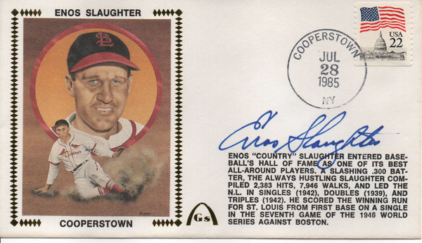 Enos Slaughter Autographed July 28 1985 First Day Cover