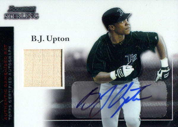 B.J. Upton Autographed 2004 Bowman Sterling Bat Card