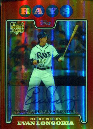 2008 Topps Chrome Evan Longoria Red Hot Rookie Autograph Refractor #17 RC Orange