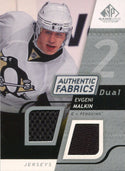 Evgeni Malkin Unsigned 2009 UpperDeck SP Game Used Authentic Dual Jersey Card