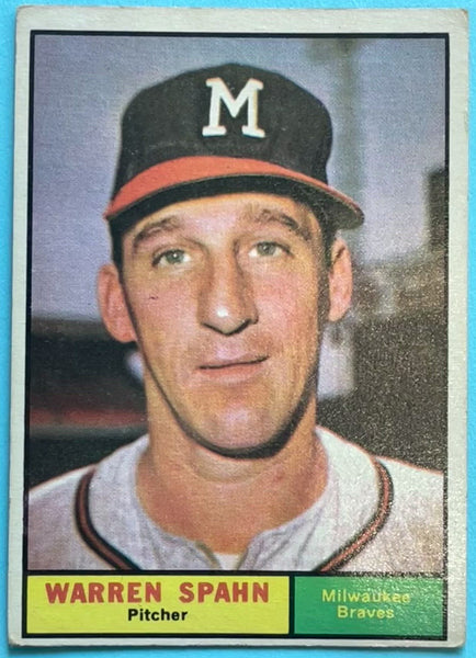 Warren Spahn 1961 Topps Baseball Card original Issue as 