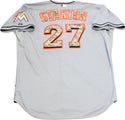 Giancarlo Stanton Unsigned Miami Marlins Game Used Jersey (MLB) Back