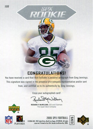 Greg Jennings Autographed 2006 Upper Deck SPx Rookie Card