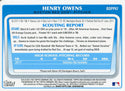 Henry Owens Unsigned 2011 Bowman Rookie Card