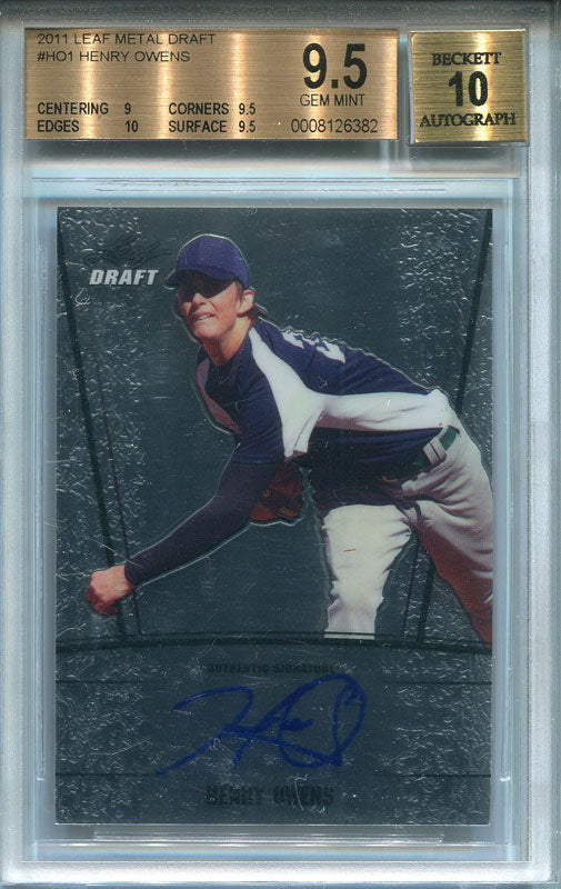 Henry Owens Autographed 2011 Leaf Metal Draft Rookie Card (Beckett)