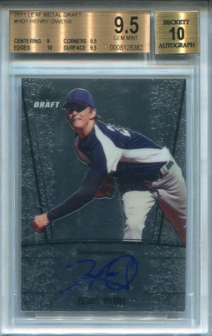 Henry Owens Autographed 2011 Leaf Metal Draft Rookie Card (Beckett)