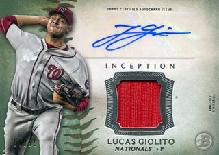 Lucas Giolito Autographed 2015 Topps Bowman Inception Game-Used Memorabilia Card