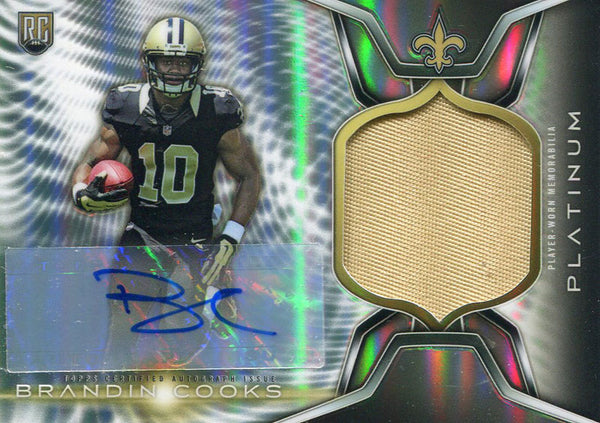 Brandin Cooks Autographed 2014 Topps Platinum Refractor Patch Rookie Card