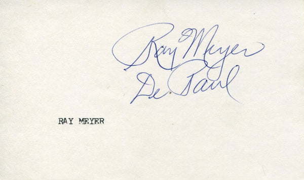 Ray Meyer Autographed 3x5 Index Card