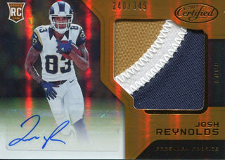 Josh Reynolds Panini Certified Freshman Fabrics Autographed Rookie Patch Card