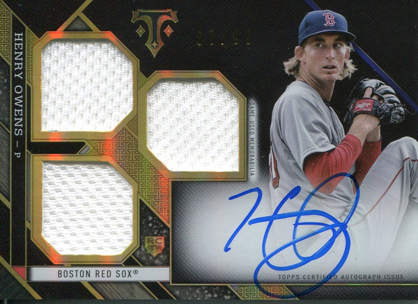Henry Owens Autographed 2016 Topps Triple Threads Jersey Card