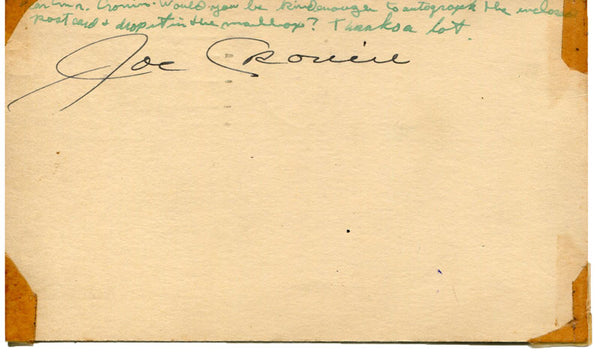 Joe Cronin Autographed 3x5 Postcard